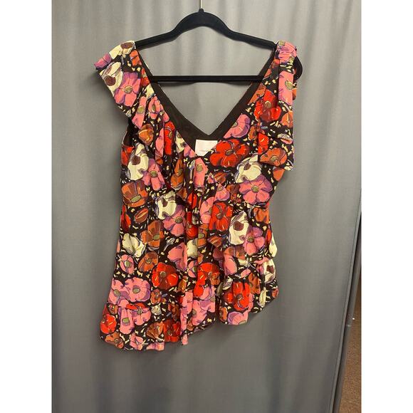 Cinq A Sept Tops NWOT Cinq A Sept Naomi Ruffle Asymmetric Silk small (b43) - Picture 5 of 8